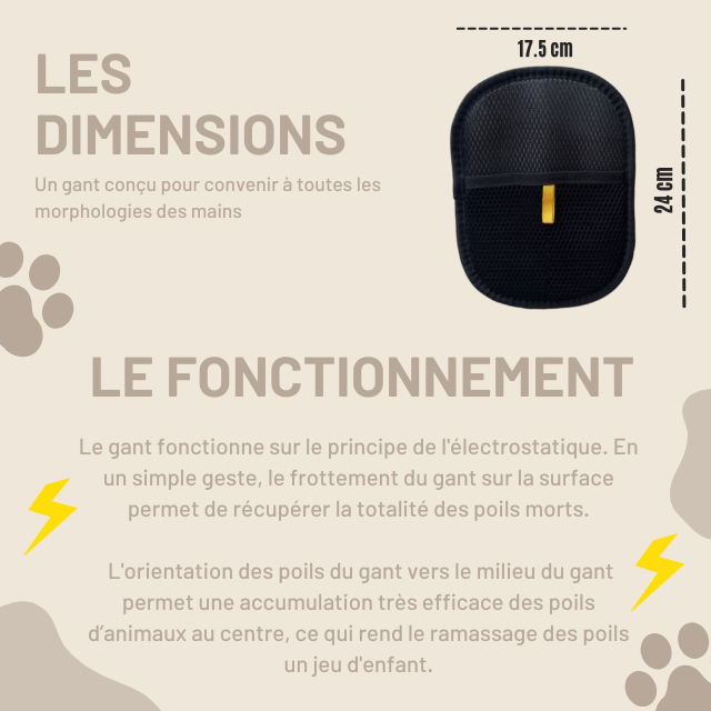 Gant Ramasse-Poils       Effet Électrostatique