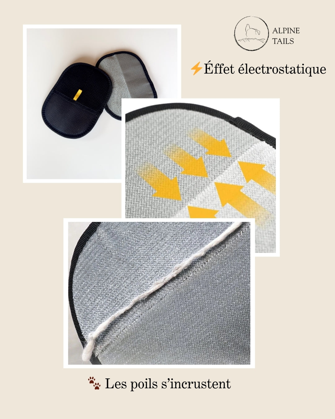 Gant Ramasse-Poils       Effet Électrostatique