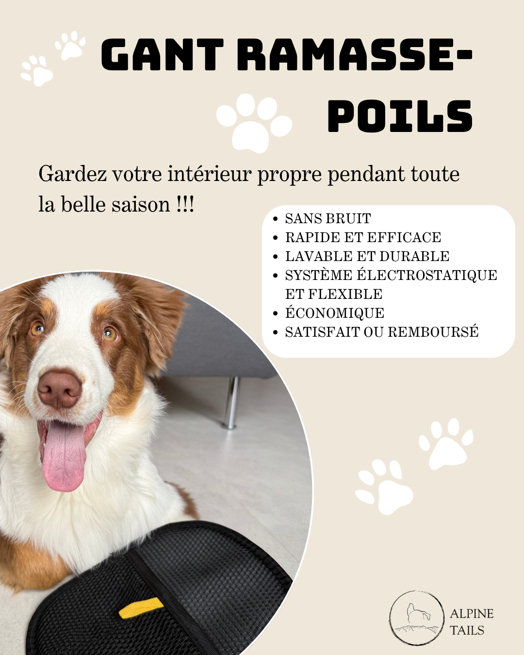 Gant Ramasse-Poils       Effet Électrostatique